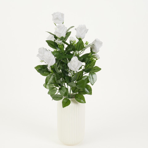 Rose in bud bouquet x 9, White UN21-95