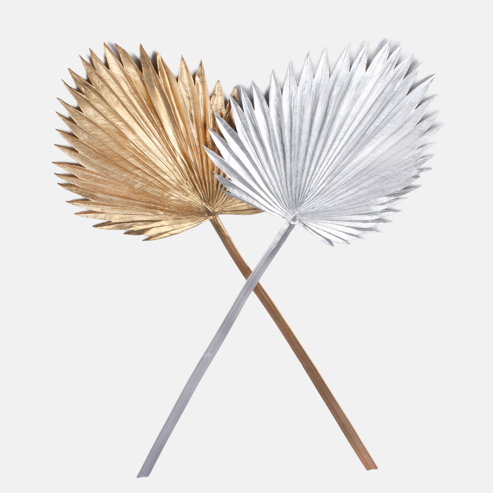 Metallic palm leaf, Silver A866S-01