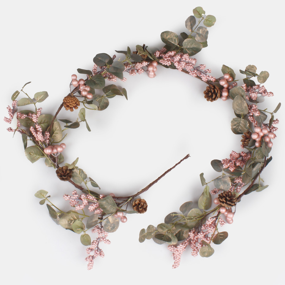 Garland with berries and eucalyptus, Pink S958-01