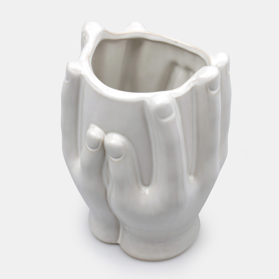Wazon ceramiczny Dłonie, White HD037