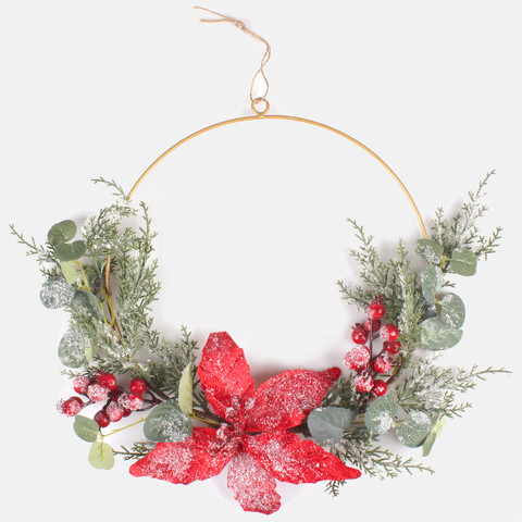 Snow-covered ring with poinsettia UA061S