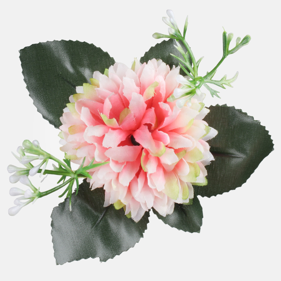 Aster satynowy z listkami, Pink/Cream/Green edge W422-12