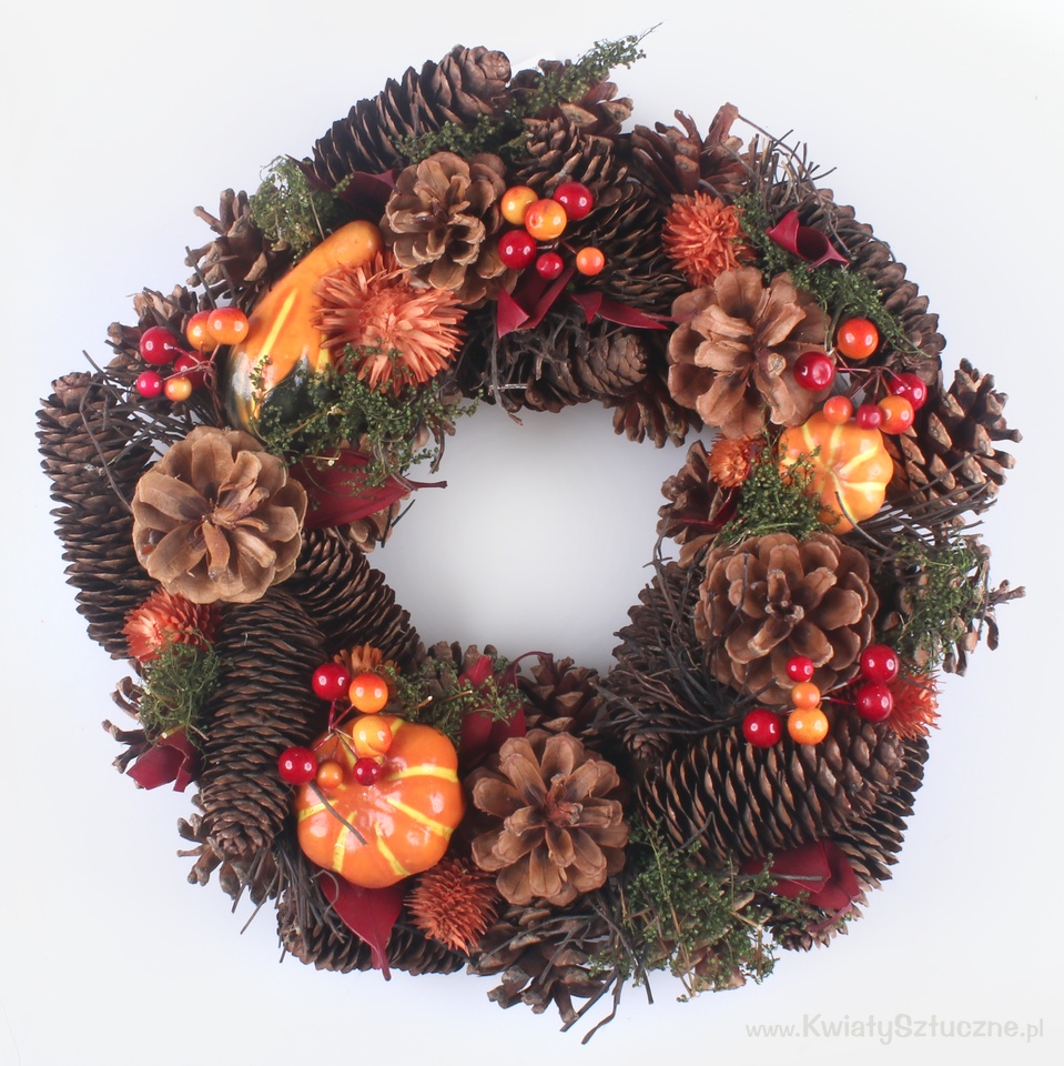 Autumn wreath with pumpkins 30 cm, Orange UA049-01