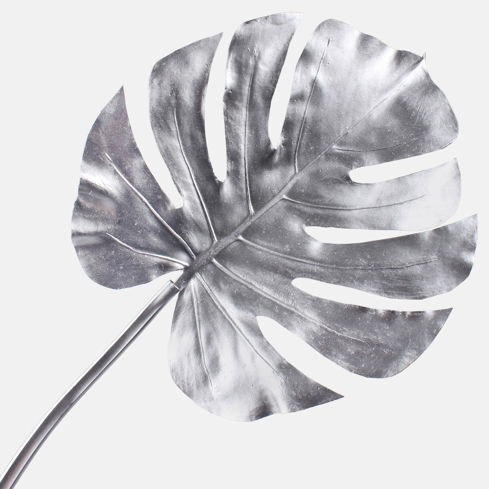 Metallic monstera leaf, Silver A867S-01
