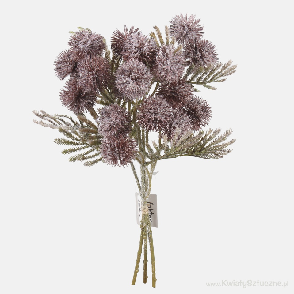 Snow-covered echinops bouquet x 3, Burgundy QA330-03