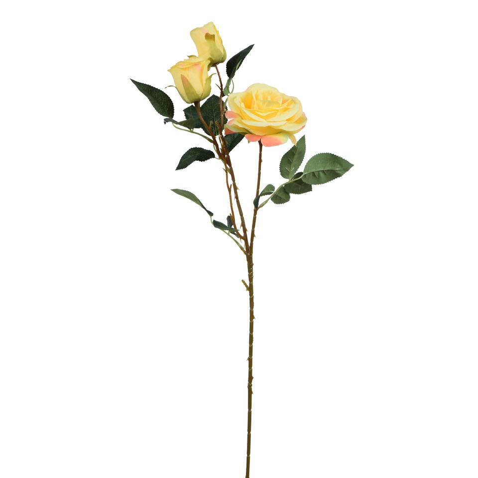 Róża gałązka x3 62 cm, yellow/pink GK446-03