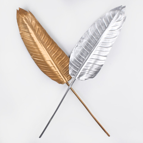 Metallic banana tree leaf, Silver A865S-01