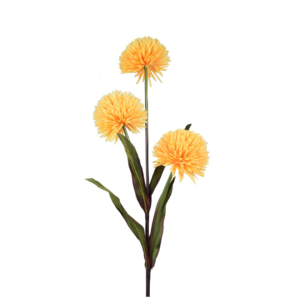 Chryzantema - gałązka potrójna 113cm, yellow/orange in the middle GK059-10