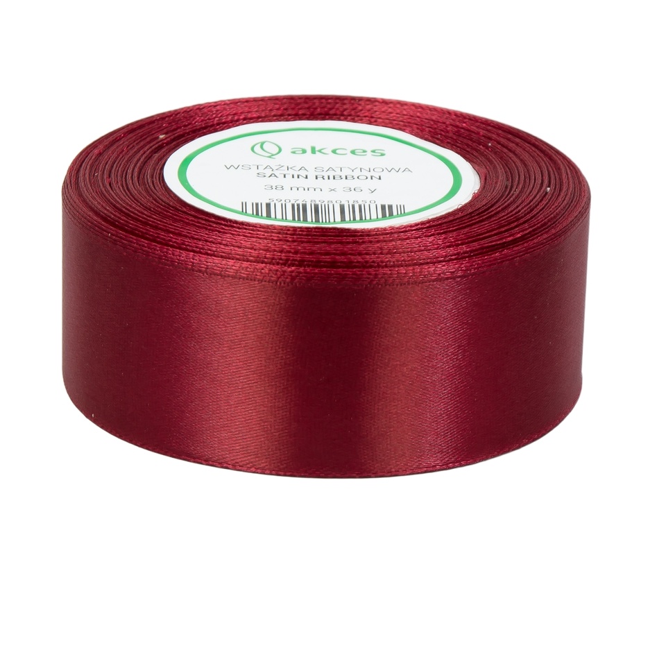 Wstążka satynowa (38 mm x 36y), #011 burgundy FS05-011