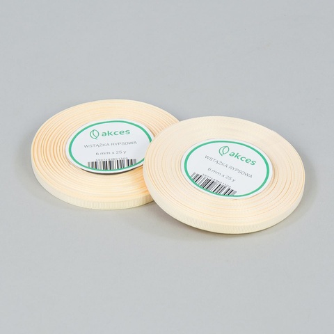 Wstążka rypsowa (6 mm x 25y), cream FA20-002