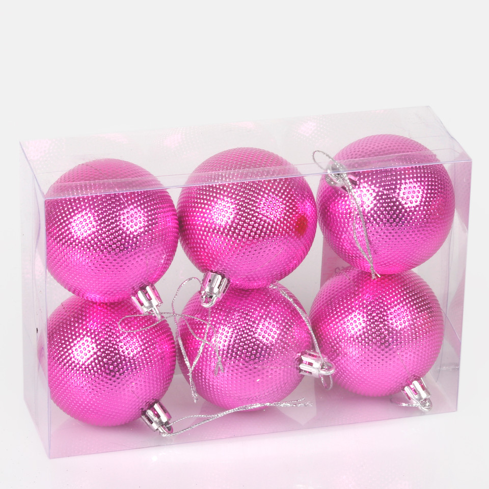 Bombki x 6 szt., Pink S649-05