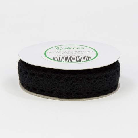 Wstążka koronka (18 mm x 5y), black FS104-04