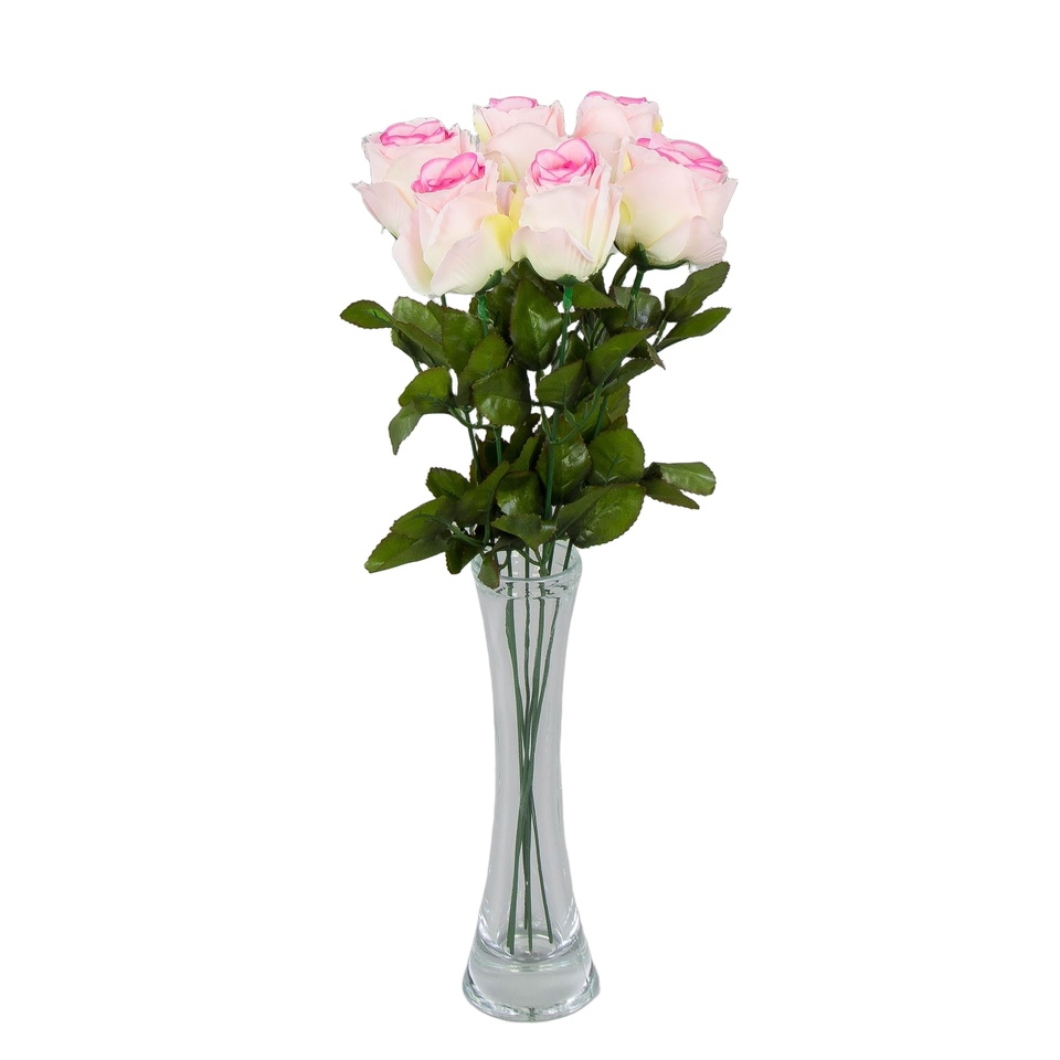 Róża - gałązka, # 07 cream/green/pink B220-07