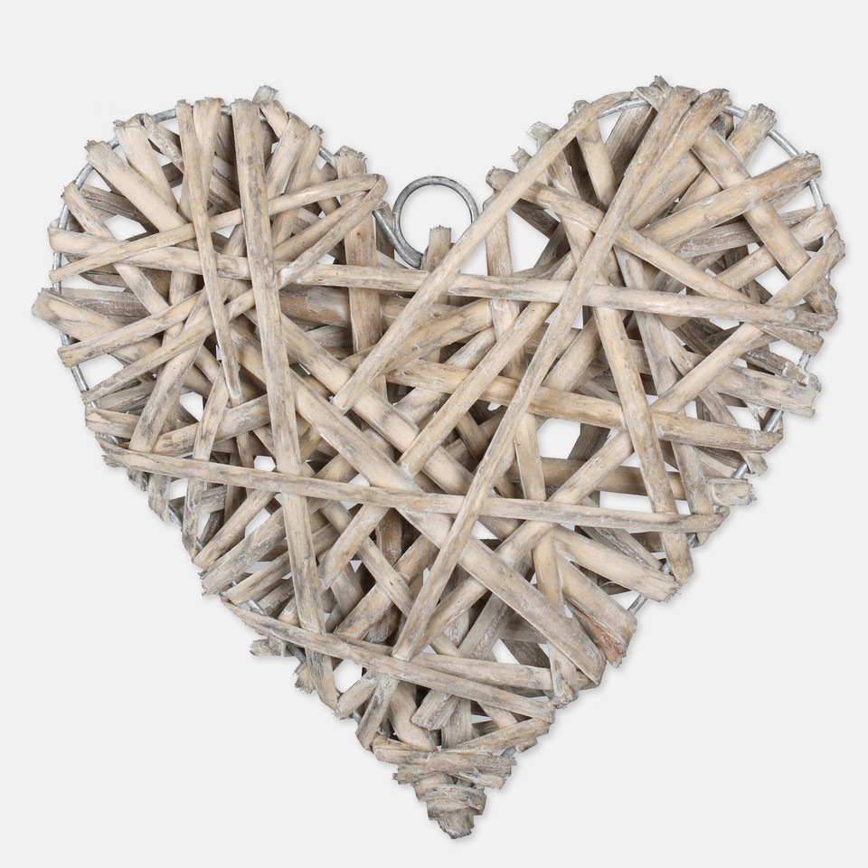 Wicker heart 20 cm, Gray Y441-02