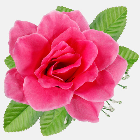 Rose with leaves, Dk. Pink W486-08