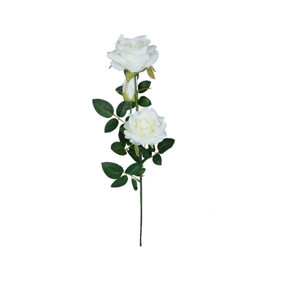 Róża - gałązka 59 cm, white K555-01