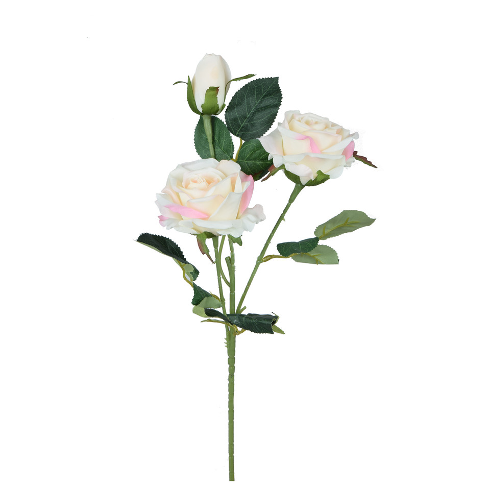 Róża - gałązka 58 cm, cream/pink GK288-04