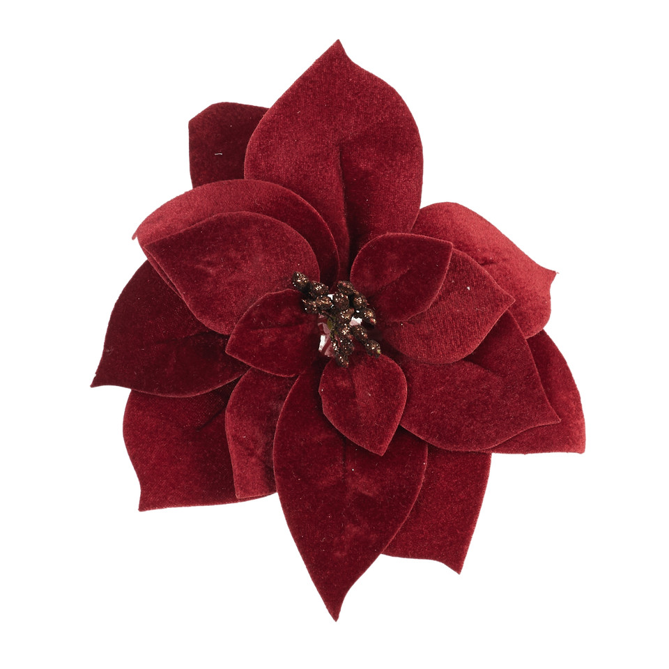 Poinsecja główka welurowa 20 cm, 02 burgundy Y106-02