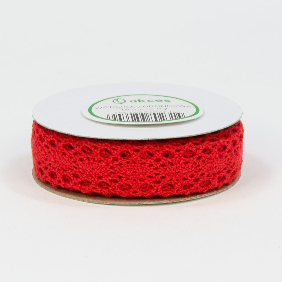 Wstążka koronka (18 mm x 5y), red FS104-03
