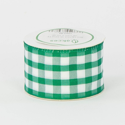 Wstążka – kratka (3,8 cm x 10 m), white/green FS63-02