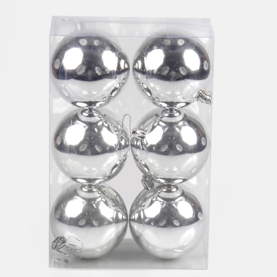 Bombki x 6 szt., Shiny Silver S663-02
