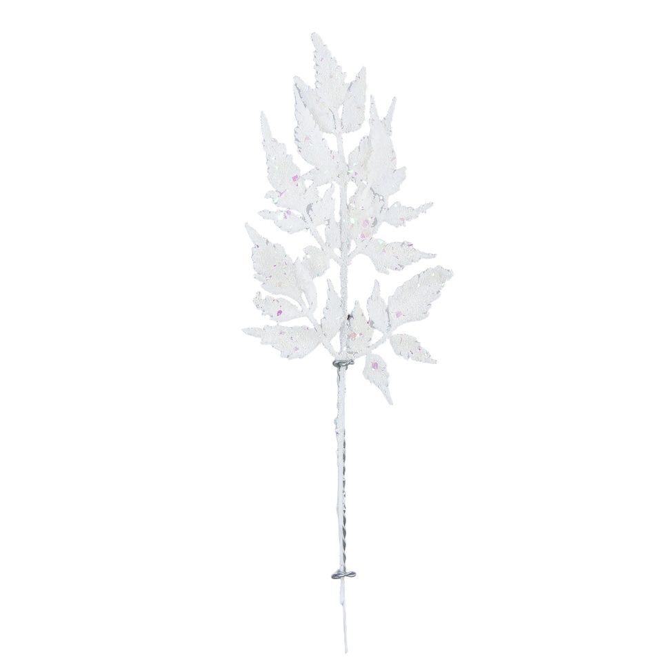 Gałązka brokat 30 cm, #WH white ZB179-WH