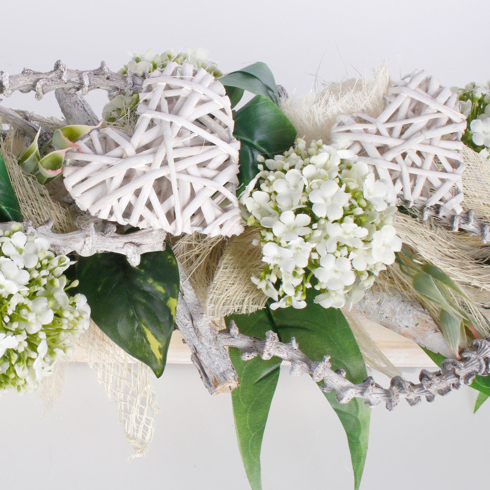 Wicker heart 8 cm, White Y472-01