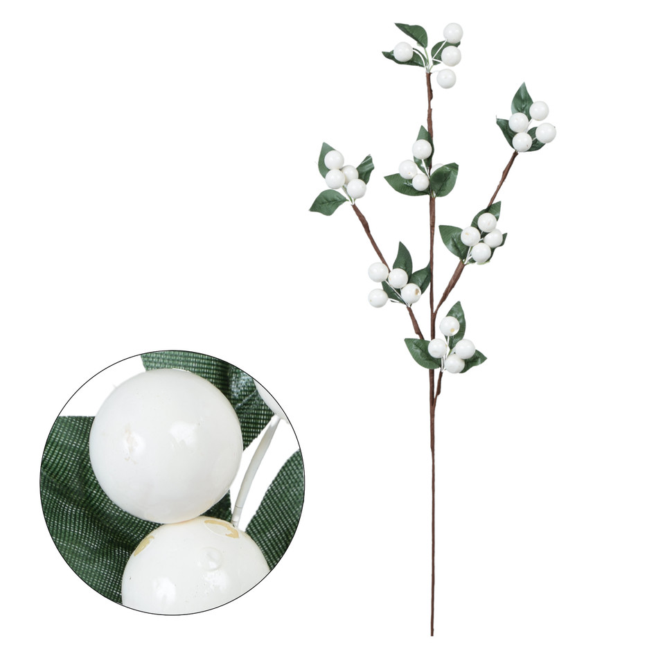 Gałązka z kuleczkami 67 cm, WHITE DK135-02