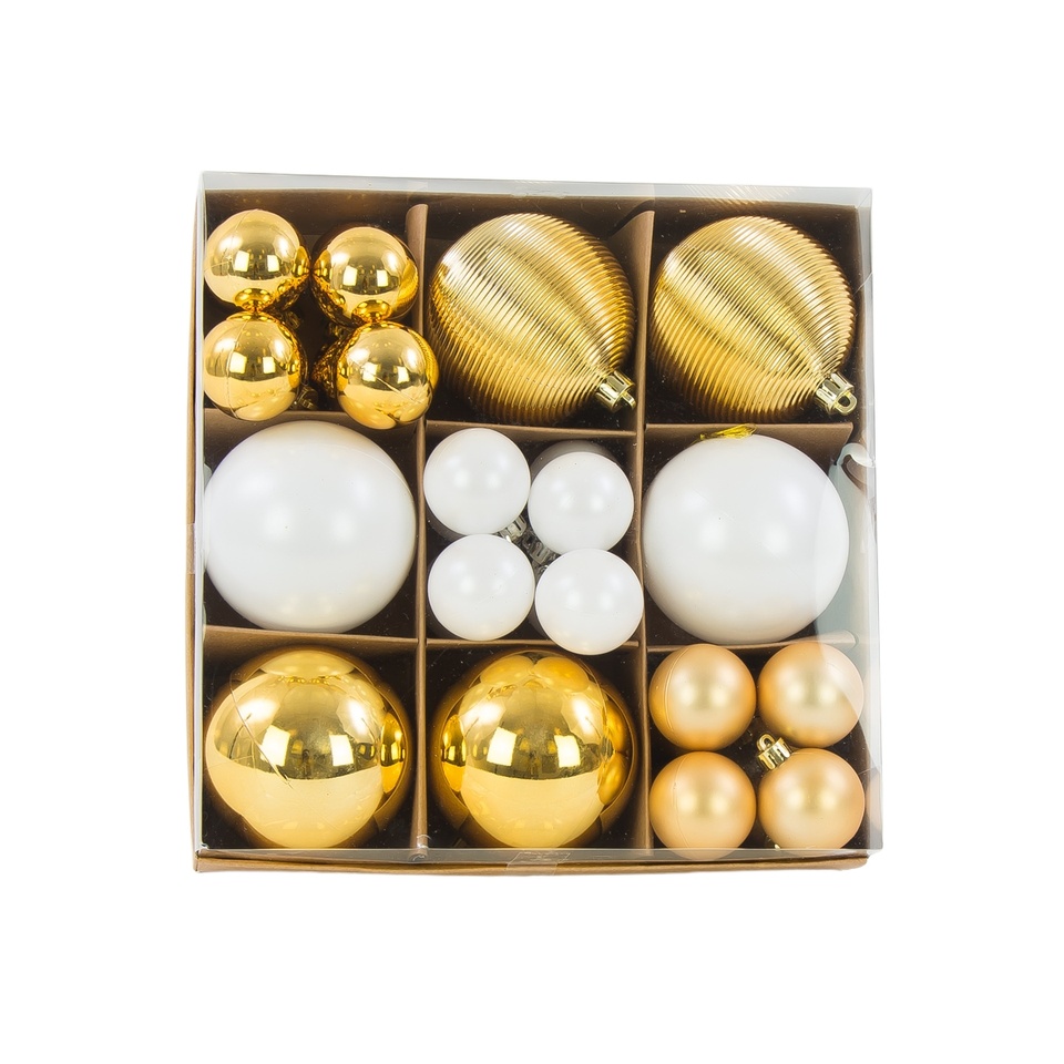 Baubles 18 pcs, #01 gold/white XL46-X01