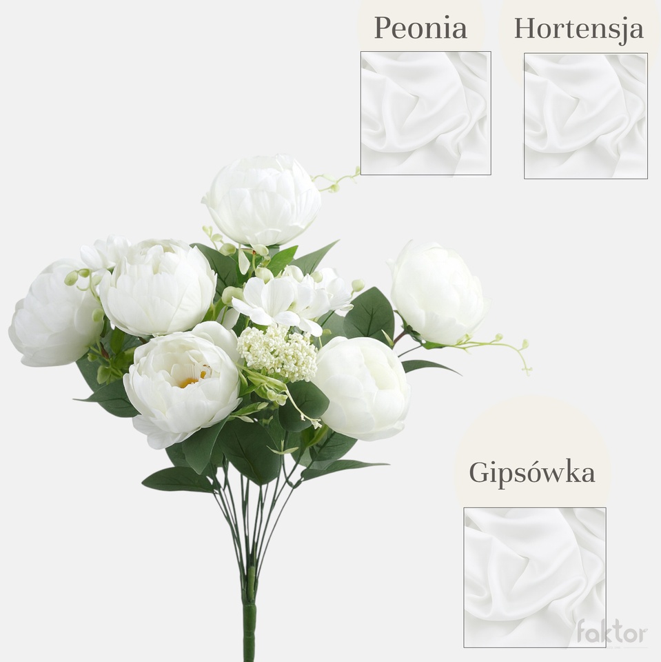 Peony/Hydrangea x 12, White Q135-01