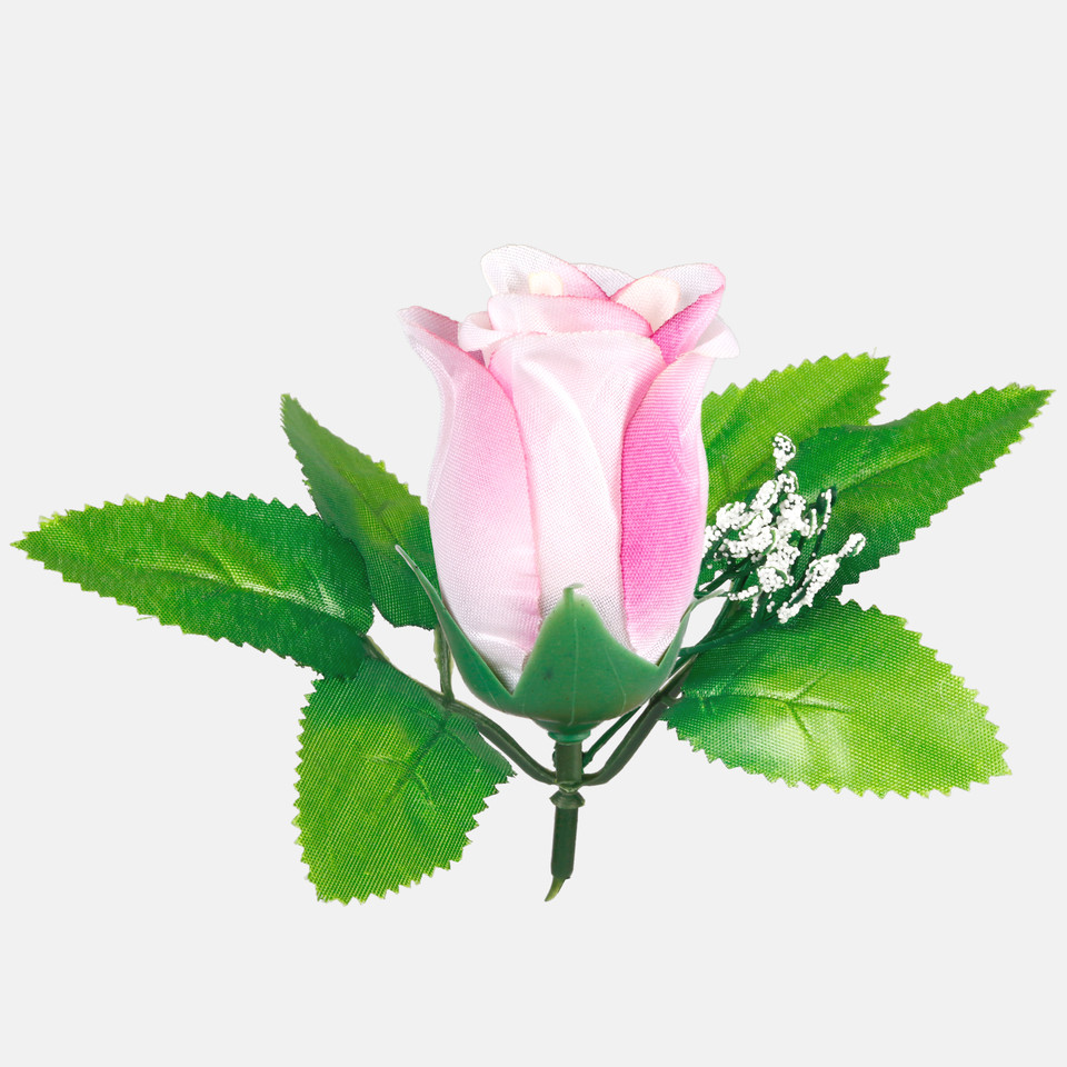Rosebud with leaves, Cream/Pink W484-25