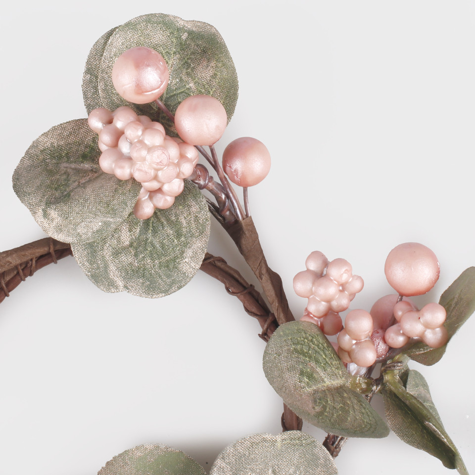 Candle centerpiece with eucalyptus, Pink U197S-01