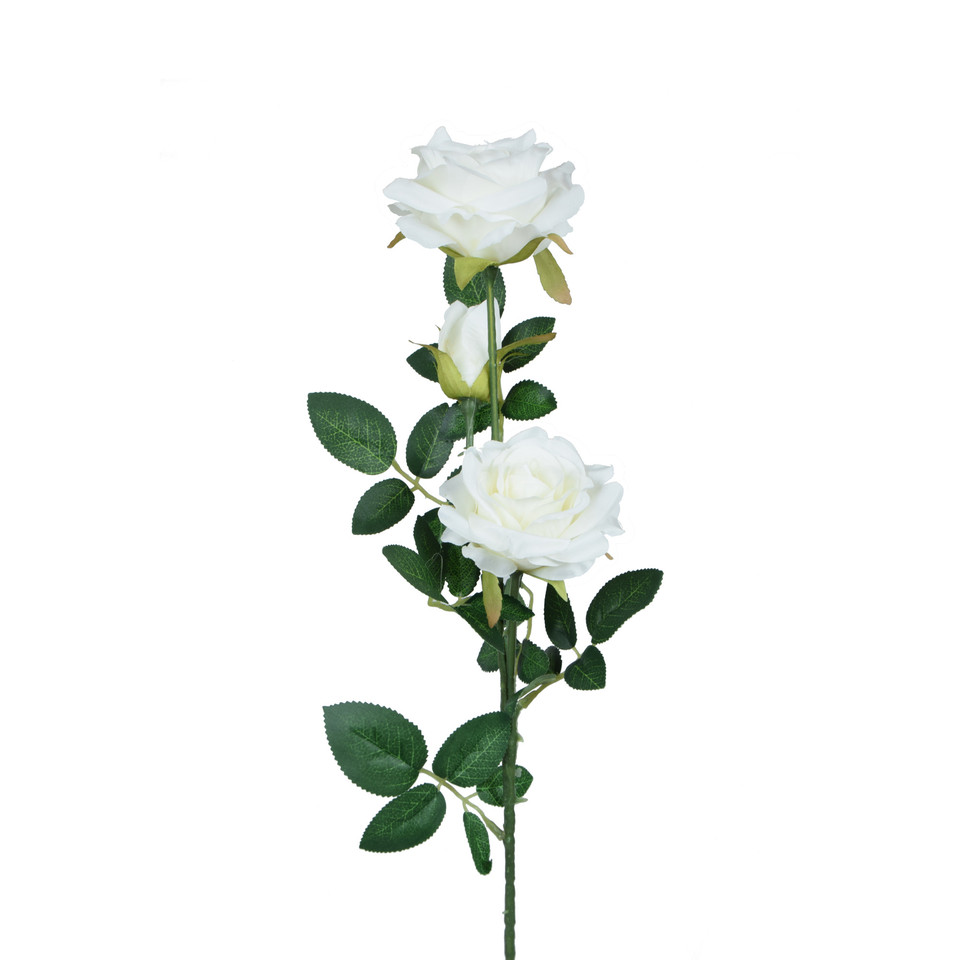Róża - gałązka 59 cm, white K555-01