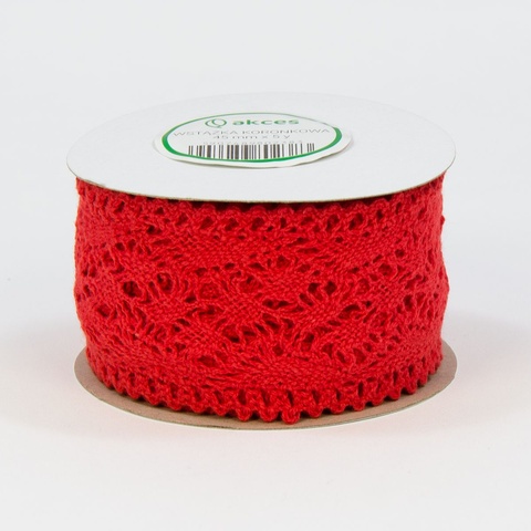 Wstążka koronka (45 mm x 5y), red FS113-03