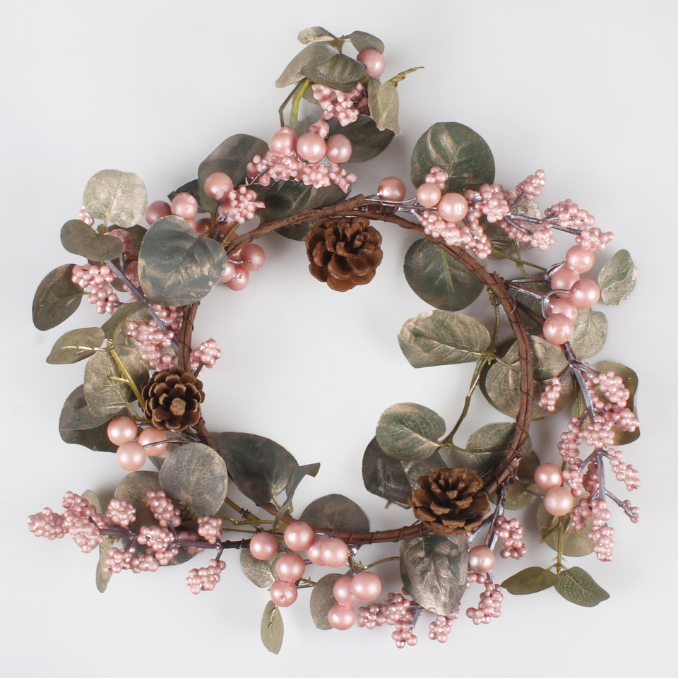 Wreath with berries and eucalyptus, Pink UA065S-01