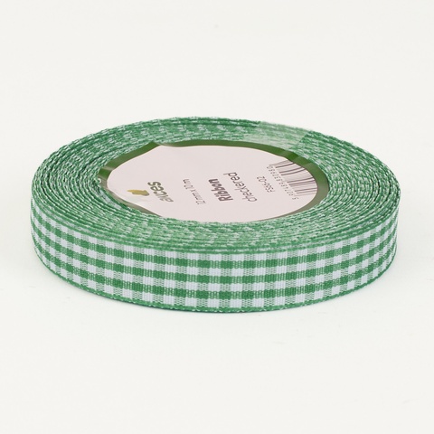 Wstążka – kratka (1,2cm x 10m), white/green FS66A-02