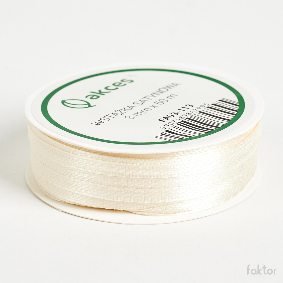 Wstążka satynowa (3 mm x 50 y), light cream FA93-113