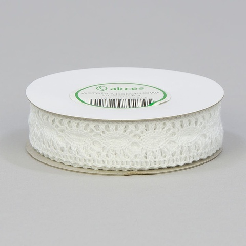 Wstążka koronka (20 mm x 5y), white FS107-02