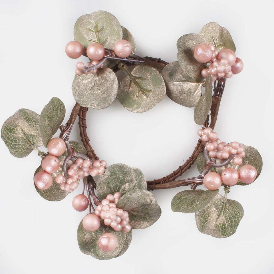 Candle centerpiece with eucalyptus, Pink U197S-01