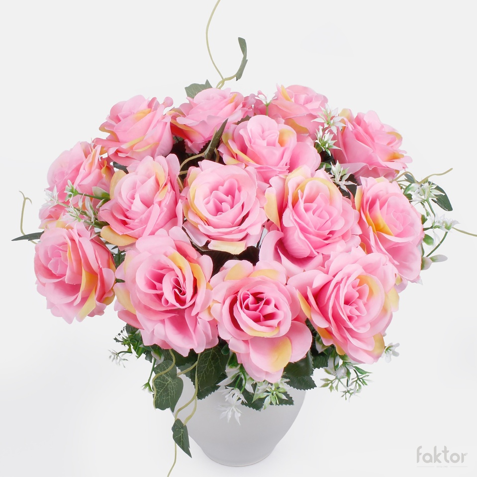 Rose x 14, Pink/Lt. Green Edge QA238-05