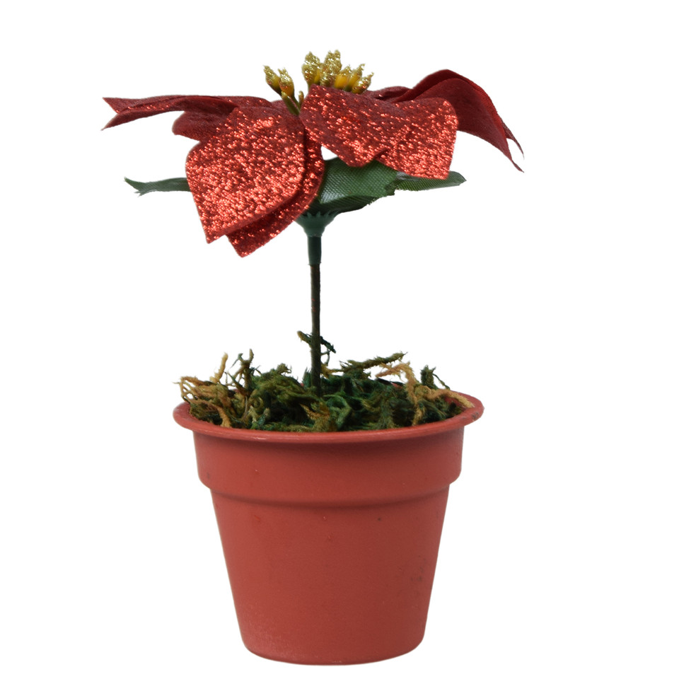 Poinsecja w doniczce 15 cm, white, silver, red, gold X313-00