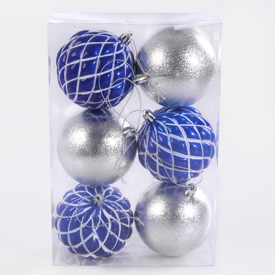 Bombki x 6 szt., Blue/Silver S901-01