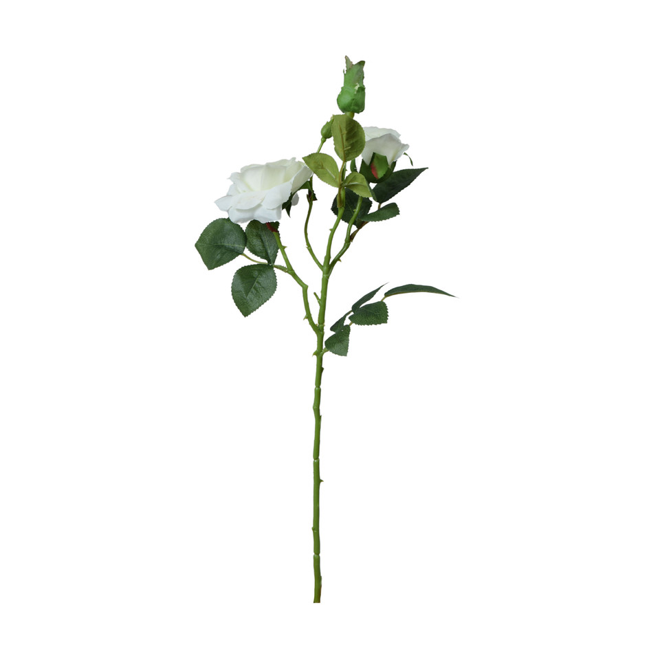 Róża - gałązka gumowana 53 cm, white GK225-01