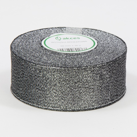 Wstążka brokatowa (25 mm x 36y), grey silver FS43-39