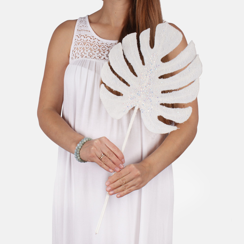 Liść monstery ośnieżony, White A861S-01