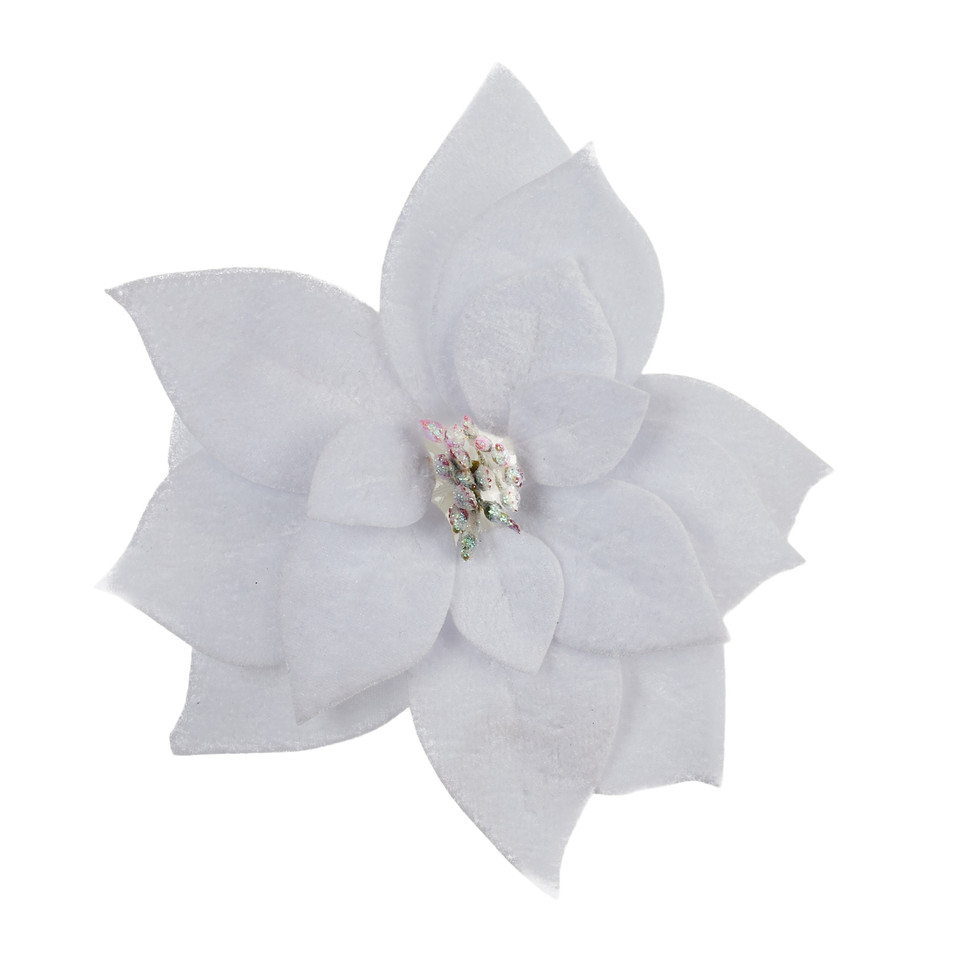 Poinsecja główka welurowa 20 cm, 03 white Y106-03